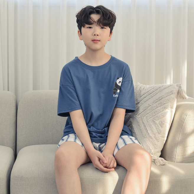 코코드림 청소년 학생 커플용 해피판다 반팔 반바지 잠옷 세트