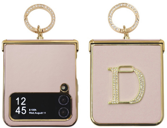 제루크 갤럭시 Z플립 3 4 5 6 7 지플립 힌지보호 핑거링 D로고 골드큐빅 케이스 호환