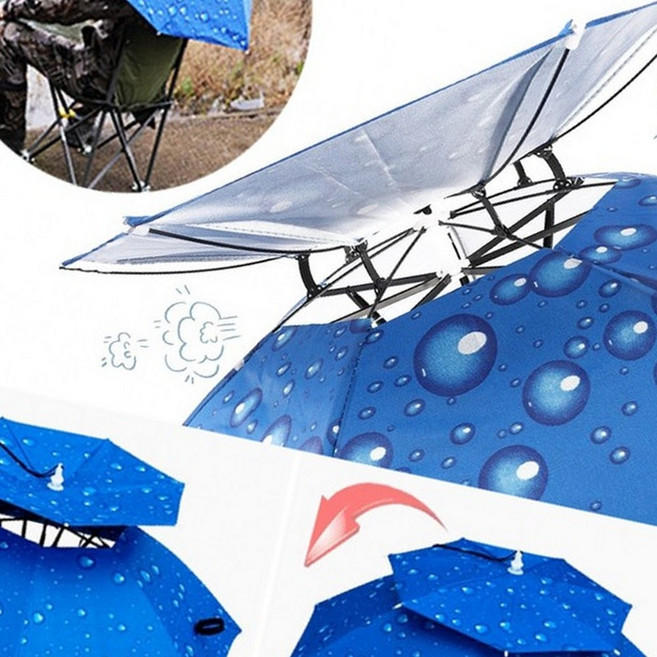핸즈프리 모자우산 양산 2단 접이식 머리착용 자외선차단