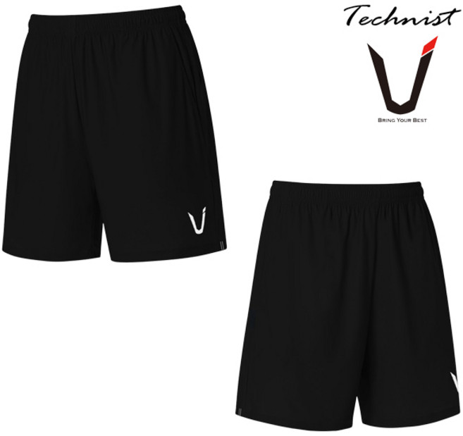 테크니스트 배드민턴 우븐 반바지 여성 3부 남성 4부 팬츠 블랙 TNP66029BK