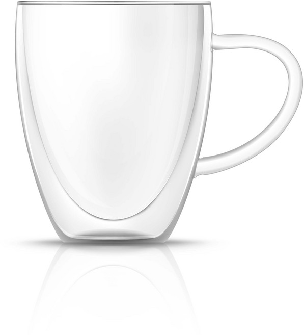 雙層玻璃杯 透明咖啡杯 手把款 250ml / 350ml / 450ml 無把款 250ml / 350ml / 450ml, 透明有把手350ml款, 1個