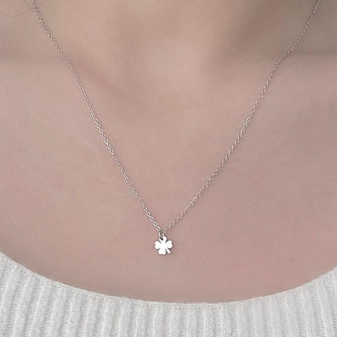 프롤로그 글리터 클로버 써지컬스틸 목걸이 얇은써지컬 체인목걸이