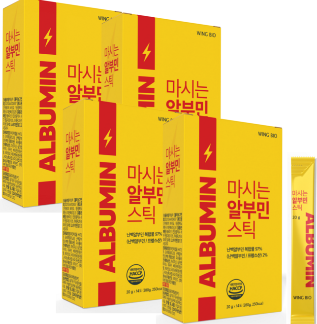 윙바이오 마시는 알부민 스틱 식약청 인증 알부민 영양제, 4박스, 280g