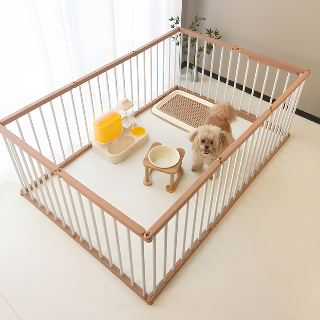 마루멍 강아지 울타리 확장형 펜스 8P, 1개, 브라운