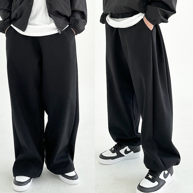 에스티오 2way투웨이 M~2XL 밑단조임 사이드핀턱 벌룬 조거 팬츠 밑단스트링