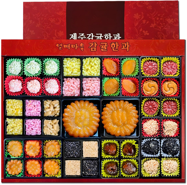 제주 감귤 한과 전통 2단 선물세트 설날 명절 단체 설 선물 유과 답례품 부모님 회사 기업, 1세트