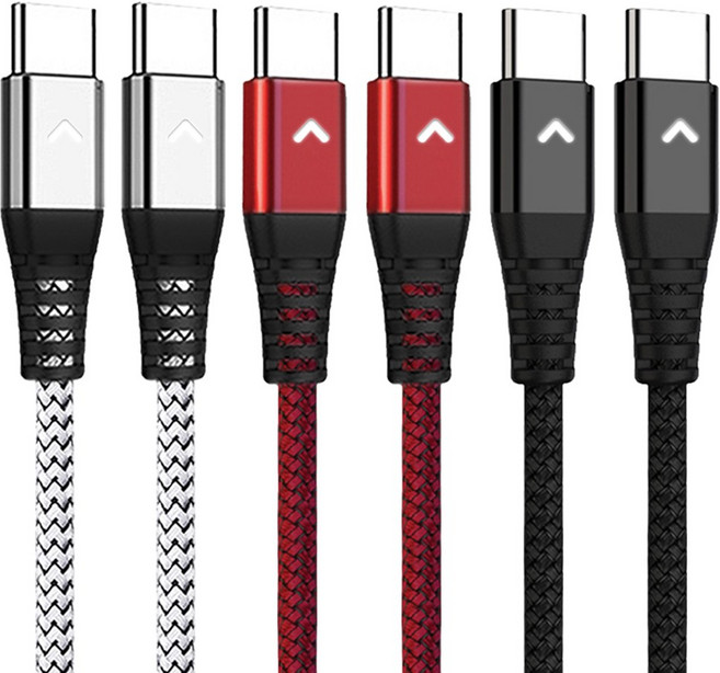 베리어 60W LED PD C to C타입 고속충전 케이블 3개입, 1.2m, 혼합색, 3개