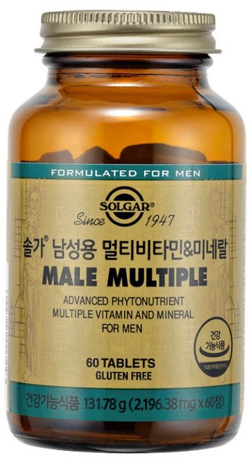 솔가 남성용 멀티비타민&미네랄 60정, 1개 - 쿠팡