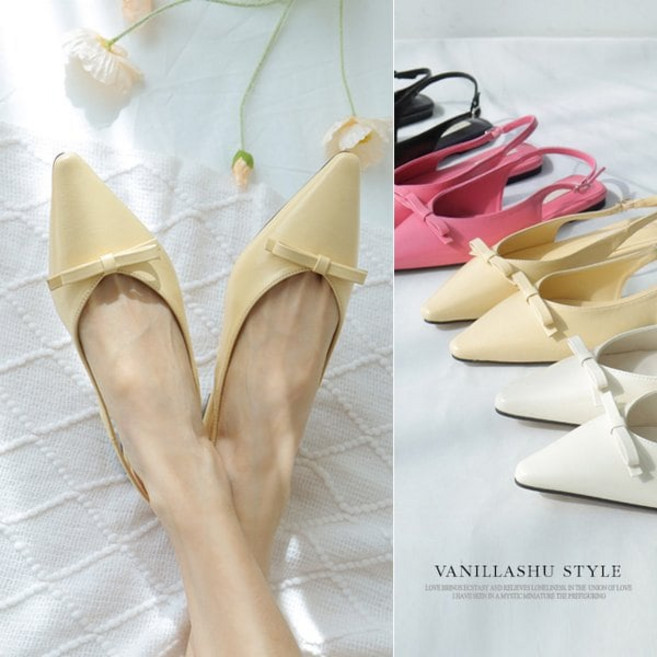 바닐라슈 레이라 슬림 리본 슬링백 플랫슈즈 1cm
