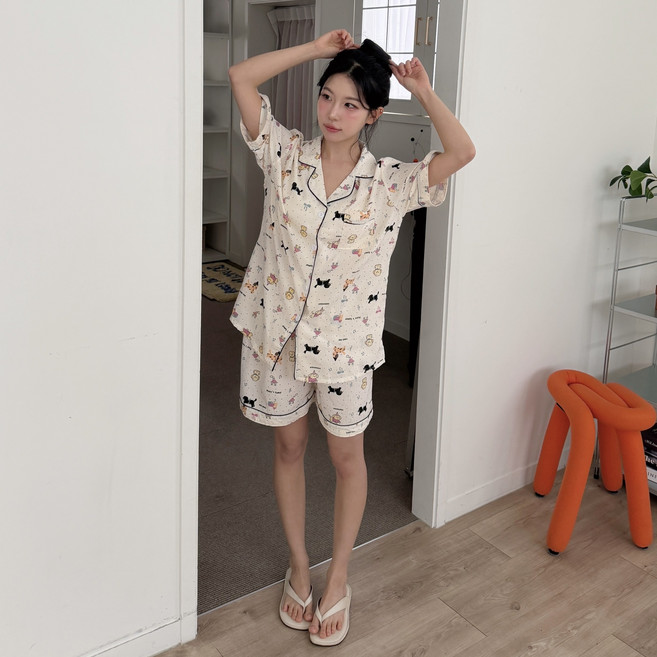 코지베리 굿나잇 캐릭터 반팔 잠옷 세트