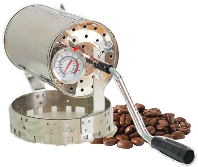 레트로빈 온도계포함 로스팅기계 수동 자동 커피 원두 로스터기 볶는기계, 1개, 블랙핸드수동