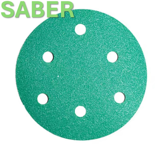 SABER 5인치(125mm) 6홀 지르코니아 필름 원형사포 (1BOX 100장), #320, 1개