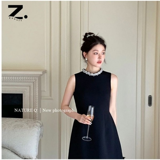 5위 - zoovit 여성용 정장 민소매 원피스 슬림핏 진주 A라인 미니원피스