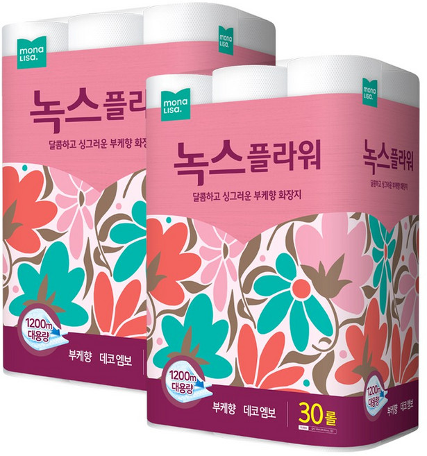 모나리자 녹스플라워 화장지 2겹 40m, 30개입, 2개
