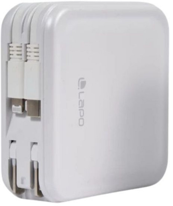LaPO WT-08S 10050mAh 行動電源 搭載日本松下電芯 支援Apple Watch無線充電, 柔霧白,Type-C+Lightning蘋果