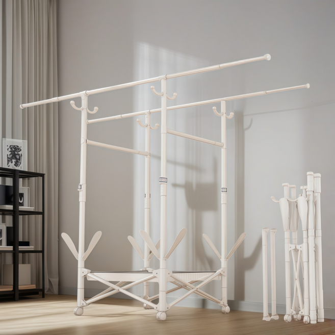 인더몰 접이식 이동식 스탠드 튼튼한 빨래건조대, 화이트