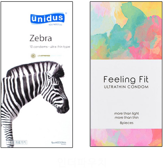 유니더스 지브라 필링핏 울트라씬 콘돔세트, 1세트, 18개입