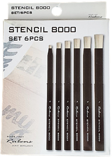 루벤스 스텐실붓 6종세트 아트공예브러쉬 미술스텐실붓, 1세트, 혼합