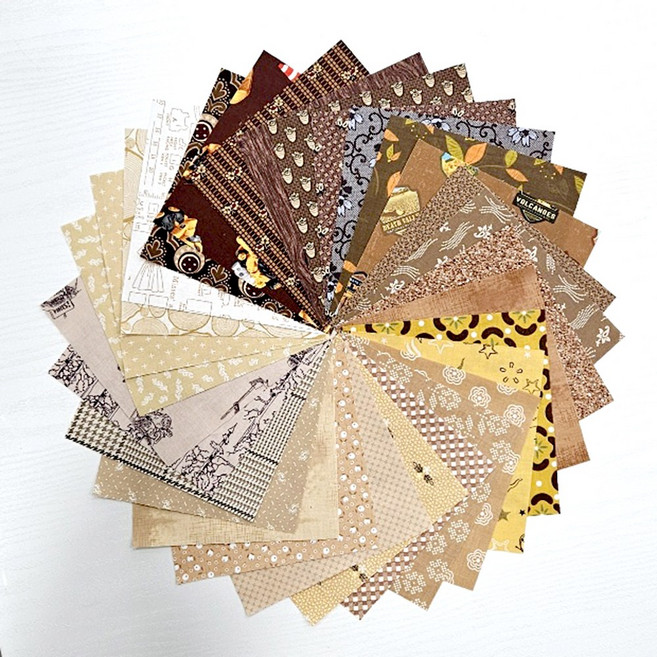 수입 퀼트 조각 원단 패키지 옐로브라운 30종, 1세트, 옐로브라운계열