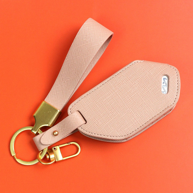 기아 호환 차키케이스 K8 올뉴 K3 쏘렌토 MQ4 K5 DL3 3세대 스포티지QL 카니발 EV6 EV3 신형 전용 차 키링 차키홀더, 샌드베이지, 기아 I(무료각인)