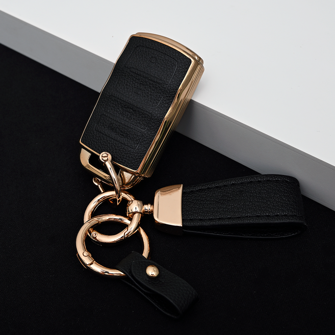 기아 k7 k8 모하비 쏘렌토 호환 차 키 케이스 스마트 키커버 리모컨 키홀더 가죽 스트랩, TL22_KH17(4버튼), (블랙)