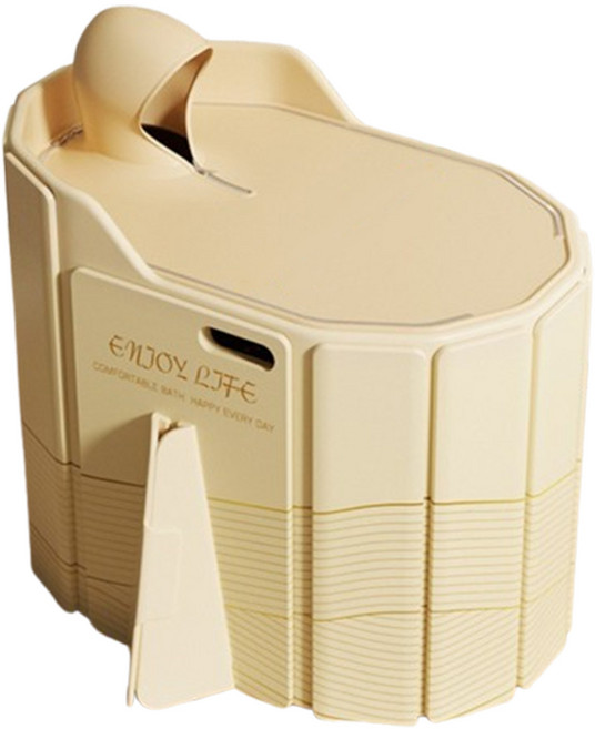 ENJOY LIFE 折疊泡澡桶 家用成人半身浴缸, 鎏金歲月 保溫蓋款, 1個