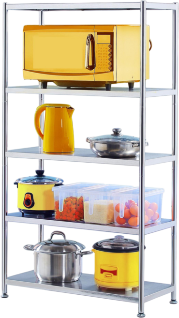 스테인리스 철제 선반 다양한 단수 선택가능 3D 입체 물결 층판 주방 베란다 화장실 다용도 수납 선반 높이 조절 가능, 5단, 실버