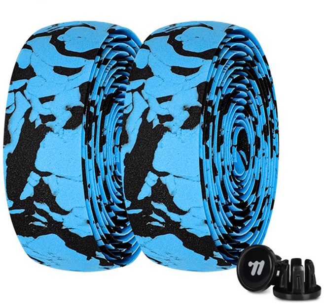 WEST BIKING 카무플라주 미끄럼 방지 방진 자전거 손잡이 테이프 2개, 1세트, Black blue