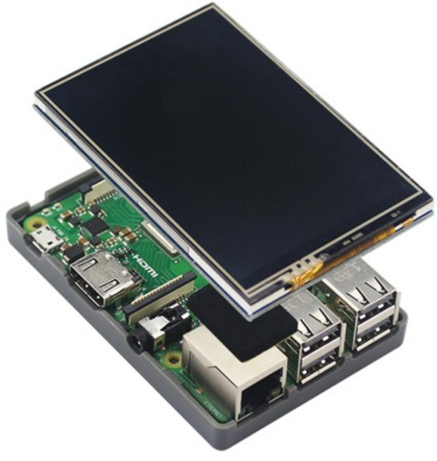 HDMI 호환 터치 스크린 LCD 디스플레이 및 ABS 케이스 라즈베리 파이 3B + 3B 2B 용 3.5 인치, 01 빠른, 1개