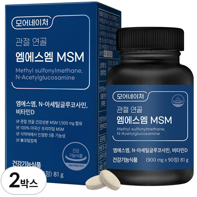 모어네이처 MSM 글루코사민 관절 연골 영양제 엠에스엠 식이유황 90정, 3개, 81g