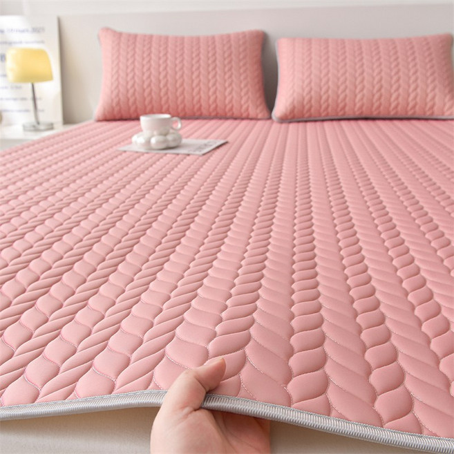 해피유통 다기능 항균 천연 라텍스 매트 패드 방수 가능 여름 시원한 시트 LWJ, 90*200cm 투피스 세트, 핑크