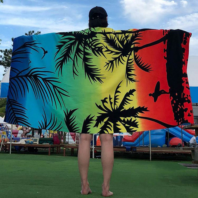 케이투나인 제주도 감성 특대형 비치타올 붉은노을처럼, 1개, 특대 붉은노을처럼 비치타올