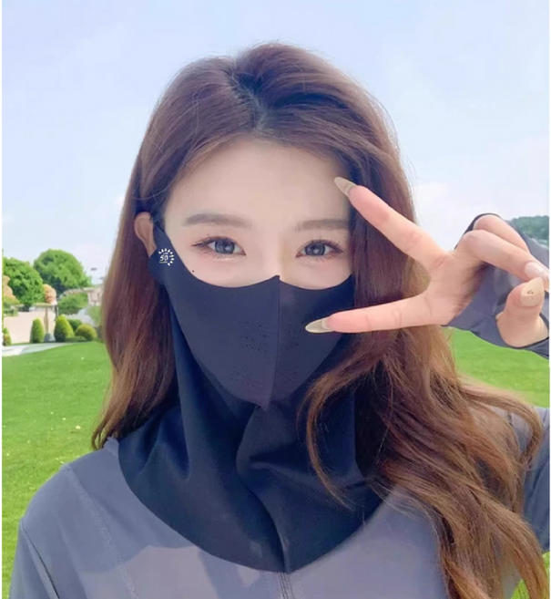 퀸즈아이 UV차단 스포츠 항균마스크 쿨 냉감 자외선차단얼굴마스크, 블랙, 1개