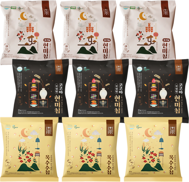 풍심당 열풍칩 무설탕 과자 세트 쌀과자 회사 간식 저당 과자 건강간식, 9개, 30g