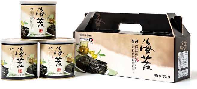 광천 재래 캔김 35g, 3개