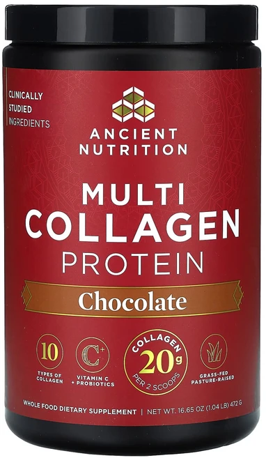 Ancient Nutrition 멀티 콜라겐 단백질 초콜릿 472g(1.04lbs), 472g, 1개 - 쿠팡