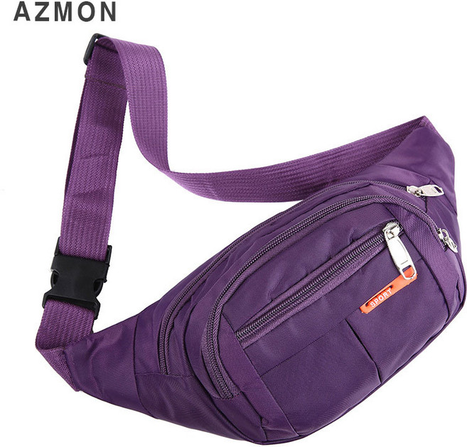 AZMON 캐주얼 원컬러 멀티포켓 미니힙색 다용도 스포츠 웨이스트백 2.5L, 퍼플, 1개