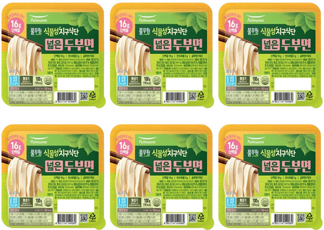 (풀무원)식물성 단백질 건강을 제면한 넓은 고소한 두부면 멀티, 100g, 6개