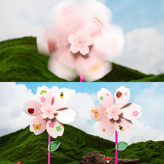 봄 바람개비 만들기 봄꽃 스티커 꾸미기 미술 놀이 꾸미기 초등 장난감 키트 재료 (20개), 단품, 단품