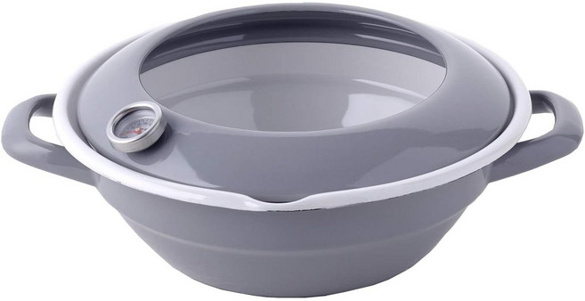 후지 호로 튀김 냄비 24cm (2.8L) 온도계 부착 TP-24, 그레이(B08YYKFLVM), 1개