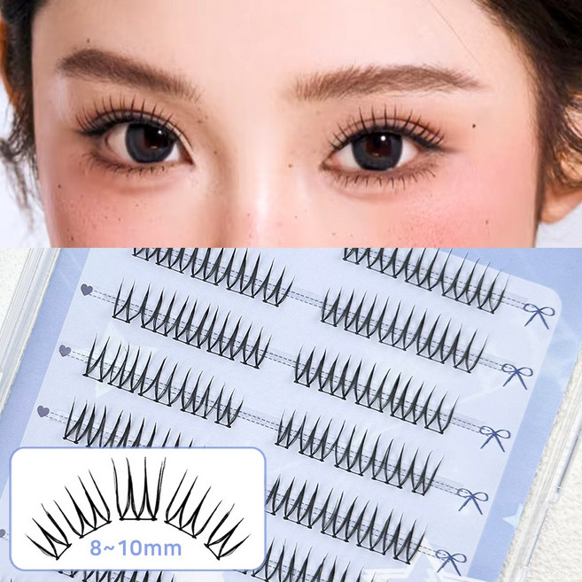 Winkii 대용량 인조 가닥속눈썹 U형 3in1 아이돌 포인트래쉬 자연스러운 속눈썹연장 8-10mm 100모, 1개, Blod/블랙라인