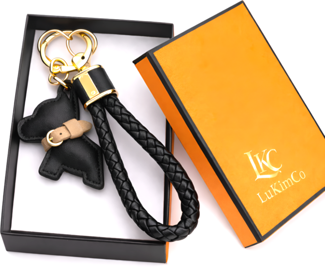 가죽 강아지 키링 키홀더, 럭셔리블랙, 1개