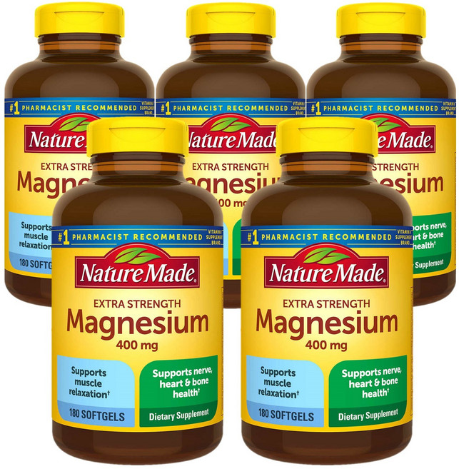 Nature Made 네이처메이드 엑스트라 스트렝스 마그네슘 400mg 180소프트젤 5병, 5개, 180정