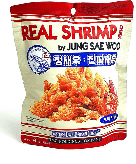 정새우 진짜새우 오리지널맛, 40g, 8개