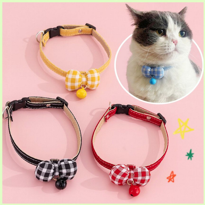 고양이 리본 방울 목걸이, 1개, 블루