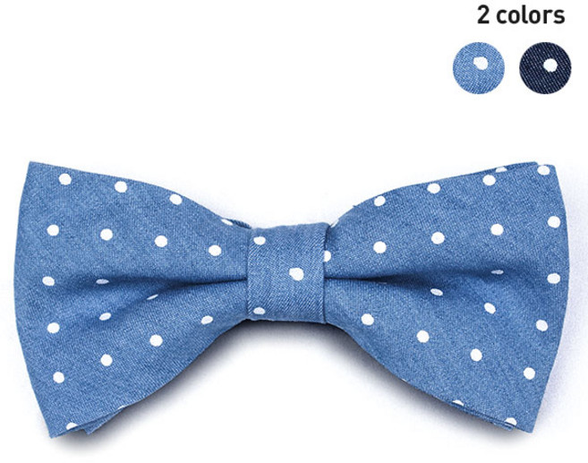 데님스타일 땡땡이 패턴 보타이_나비넥타이