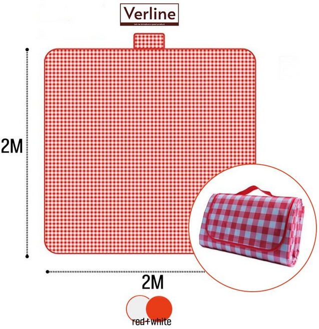 버라인 한강 캠핑 야외 접이식 대형 방수 돗자리 피크닉매트, 화이트+레드