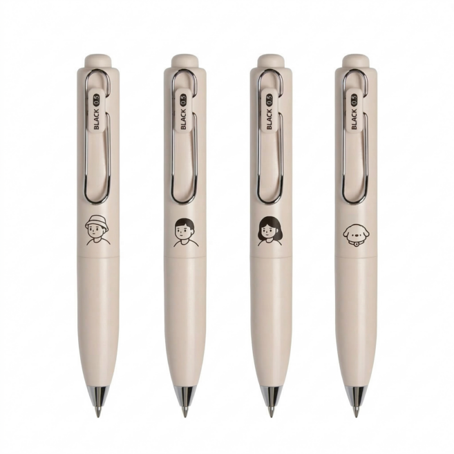 노이리 포켓 퀵 드라이 중성 미니볼펜 0.5mm 블랙, 1세트, 타코 화이트