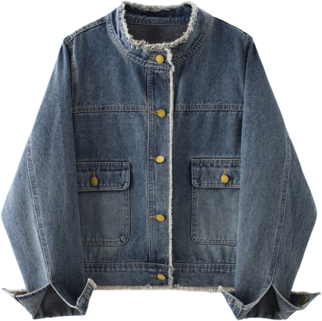 Makone 여성 봄 가을 빈티지 워싱 루즈핏 데님 자켓