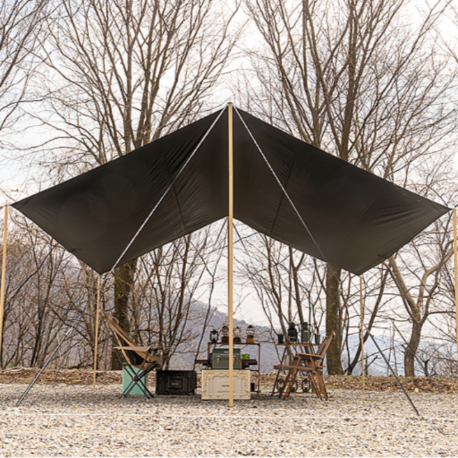 코누 대형 210D 블랙코팅타프, 베이지, 4.5mX4.5m-타프만